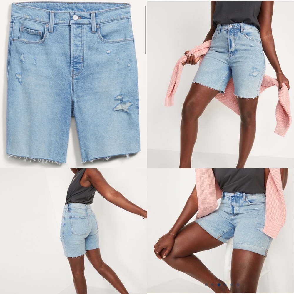 Old Navy Extra High-Waisted Sky-Hi Straight Button-Fly Cut-Off Jean Short size 8